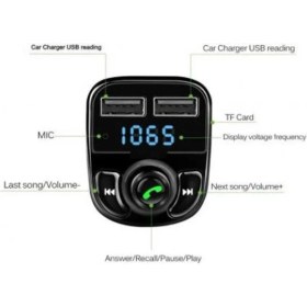 Resim Pileli Store Bluetooth Fm Transmitter Car X8 