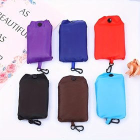 Resim Düz Renk Katlanır Alışveriş Çantası, Logo Polyester Depolama Çanta Çantası Basabilir 