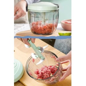 Resim Tilbe Home Pratik Ipli El Rondosu 5 Çelik Bıçaklı Büyük Boy Sebze Meyve Et Soğan Doğrayıcı Blender Rende Yeşil 