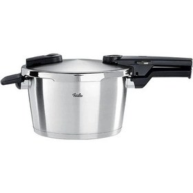 Resim Fissler Vitaquick Premium 4,5 Litre Düdüklü Tencere + Cam Kapak 22 Cm + Buhar Aparatı Metalik 