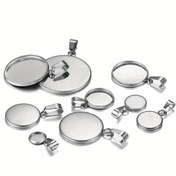 Resim 10 adet Paslanmaz Çelik Kabartma Taban Ayarları 6-30mm - DIY Takı Yapım Malzemeleri için Boş Charm Kolye Uçları 