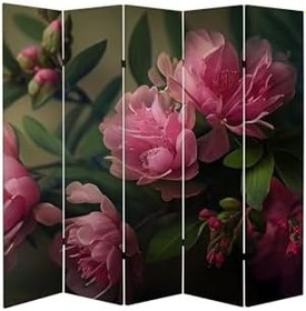 Resim Tomurcuk Çiçek Temalı Özel Tasarım Paravan Room Divider Oda Bölücü PRVN-1317-1, 220 x 180 