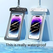 Resim 1 adet Ekstra Büyük Telefon Kılıfı, Dokunmatik Ekran Fonksiyonuna Sahip PVC Kuru Çanta, Plaj, Yüzme, Sörf, Döner - Siyah, Sörf Ekipmanı | Şeffaf Tasarım | Dayanıklı Kuru Çanta, Plaj Aksesuarları 