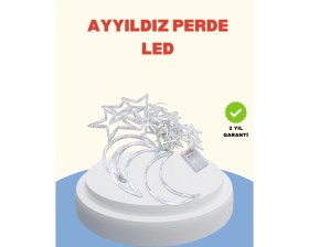 Resim Yıldız Ay Tasarımlı Prizli Perde LED Işık Iç Mekan Dekoru 