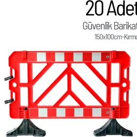 Resim İleri Trafik 20'li Güvenlik Barikatı Seti Kırmızı 150x100cm 