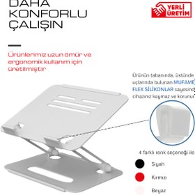 Resim mufamet Basic 2 Tüm Modellerle Uyumlu Metal Ayarlanır Katlanabilir Laptop Standı Yükseltici Laptop Sehpası 