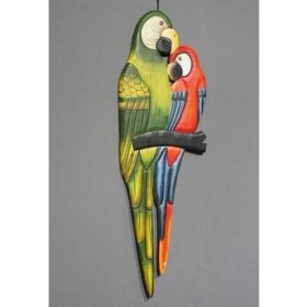 Resim Ahşap Duvara Asmalı 2'li Papağan Model 1 