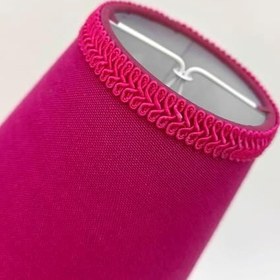Resim Sutaşı İşlemeli Mini Boy Maşalı Avize Abajur Başlığı Mum ampul üstüne takılır 14cm (Fuşya) 