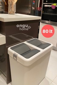 Resim ongu home Ikili Çöp Kutusu Kovası Hassas Kapaklı Çift Kapaklı Beyaz(80LT) 