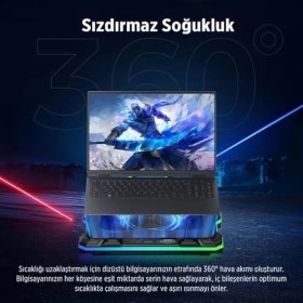 Resim Daisy Home Yeti 2200RPM Rgb Işıklı LED Display Gaming Laptop Notebook Soğutucu Stand 