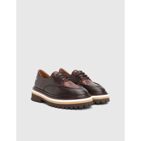 Resim İLVİ Ingrid Hakiki Baskılı Deri Kahverengi Kadın Oxford 