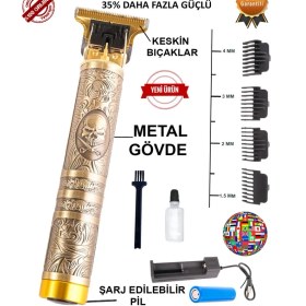Resim Pilli, Şarjlı, Metalik, Saç Sakal ve Ense Tıraş Makinesi 