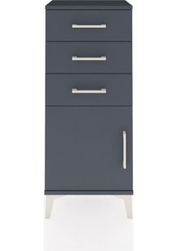 Resim Arges Komodin Tek Raflı 3 Çekmeceli Tek Kapaklı 44x30x106 Antrasit-antrasit Antrasit 