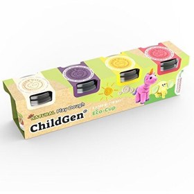 Resim ChildGen 4x125 GR Beyaz-Mor-Sarı-Pembe 4'lü Standart Doğal Oyun Hamuru Seti 