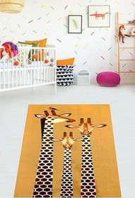 Resim Pelangi Zürafa Arkadaşlar Desenli Yıkanabilir Kaymaz Taban Leke Tutmaz Çocuk Odası Halısık, Koyu Açık Kahve 80 x 400, 7642026804001 