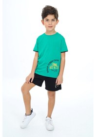Resim Toontoy Kids Toontoy Erkek Çocuk Baskılı Şortlu Takım Koyu Yeşil 