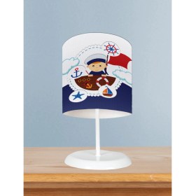 Resim Mekta Home Bebek ve Çocuk Odası Küçük Denizci Kaptan Desenli Abajur 