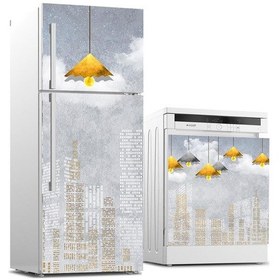 Resim Buzdolabı Ve Bulaşık Makinası Beyaz Eşya Sticker Kaplama Şehir Si 