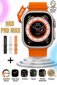 Resim Bakeey Akıllı Saat Hk-8 Promax Ultra Amoled Ekran 3 Kordon Iphone Ve Androıd Uyumlu Watch 10 9 8 