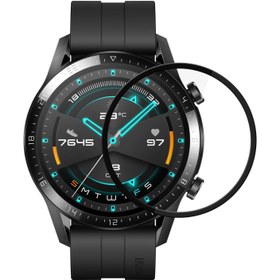 Resim Huawei Watch GT2 46mm Tam Kaplayan Temperli Cam Full Ekran Koruyucu Siyah 
