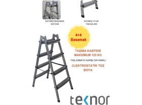 Resim Çift Taraflı Dayanıklı Metal Basamaklı Merdiven 