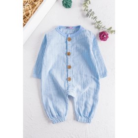 Resim Babymod Önden Düğmeli Müslin Erkek Bebek Tulum 