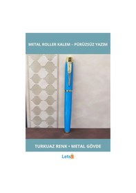 Resim Turkuaz Metal Roller Kalem Şık Tasarım Ve Dayanıklılık Çok Renkli 