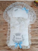 Resim Yenidoğan Sahra Benim Prensim Nakışlı Kundaklı Trilüks Erkek 3lü Alt Açma Seti Mavi 