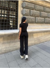 Resim WeShaya Siyah Modal Polyester Dokulu Bisiklet Yaka Takım Siyah 
