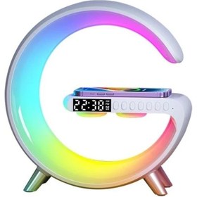 Resim ArtworkAnatolia Sr-s10 Kablosuz Şarj Standı Rgb Ledli Dijital Saatli Alarmlı Radyolu Bluetooth Hoparlör 