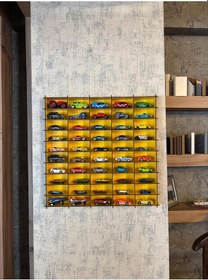 Resim Oyuncak Araba Rafı Mobilya Sarı 