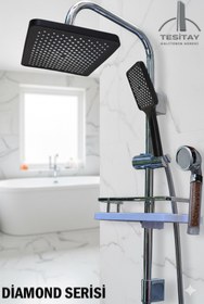 Resim tesitay Robot Duş Seti Lüks Banyo Duş Takımları El ve Tepe Duş Başlığı Spiral Hortum Çeşitleri 