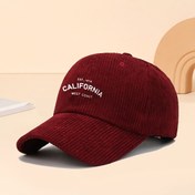 Resim 1 Adet Unisex 1978 California West Coast Baskılı Kadife Beyzbol Şapkası - Ayarlanabilir Hafif Rüzgar Geçirmez Sıcaklık Bere, Bordo Beyaz Yazılı Outdoor Streetwear 