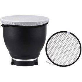 Resim Geeksen 7 İnç Standart Bowens Bağlantılı Alyuminyum Reflektör - 60 Derece Arı Paneli Ve Dağıtıcı Çorap İle Stüdyo Işıklarına Uygun 