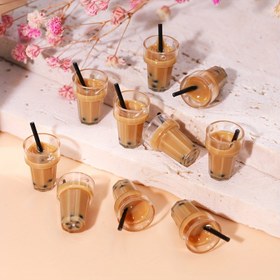 Resim 10 Adet 3D Bubble Milk Tea Kolye Ucu Takı Yapımı DIY Bileklik Küpe Anahtarlık Aksesuarları 