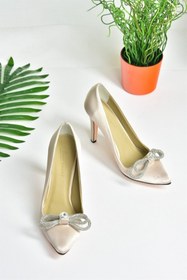 Resim Fox Shoes Ten Saten Kumaş Taşlı Kadın Stiletto M253972004 
