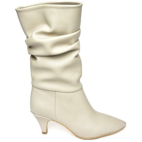 Resim Fox Shoes Ten Kısa Topuklu Büzgülü Kadın Bot L404810609 