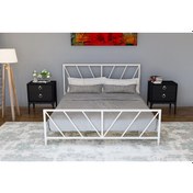 Resim Metalia Gm 227 Gözde Çift Kişilik Karyola Beyaz 160X200 