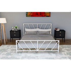 Resim Metalia Gm 227 Gözde Çift Kişilik Karyola Beyaz 160X200 