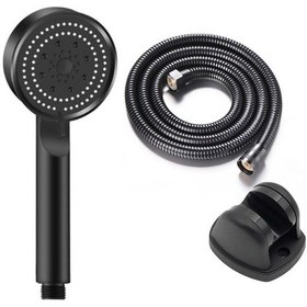 Resim Glee Turbo 5 Fonksiyonlu Mafsallı Duş Seti - Örgülü Hortum Ve Askılık Siyah Siyah 