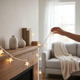 Resim Coverzone Led Işıklı 28'li Yıldız Işık Zinciri Dekoratif Fişli Aydınlatma Ev Dekorasyonu Süsleme Salon Oda Merdiven Balkon Süslemeleri için Yılbaşı Eğlence Doğum Günlerine Özel Aydınlatma (10 metre) 