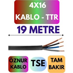 Resim Öznur 4x16 Ttr Kablo Metre Seçenekli Siyah - 19 Metre 