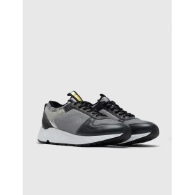 Resim Cabani Özel Tasarımlı Hakiki Deri Gri Bağcıklı Kadın Spor Ayakkabı 