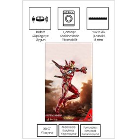 Resim West Home Makinede Yıkanabilir Kaymaz Taban Leke Tutmaz Süper Kahraman Desenli Çocuk Halısı Wh 520 Red 