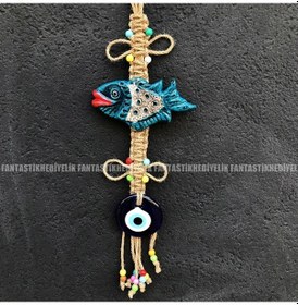 Resim Balık Nazar Boncuk Seramik Bahçe Balkon Kapı Duvar Süs Sarkaç (387072540) 