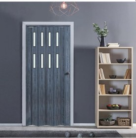 Resim Faran Dekorasyon 160 x 215 Antrasit Renk Camlı Pvc Akordiyon Kapı - FRNAKMODEL-0-67 