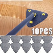 Resim 10 Adet Büyük Üçgen Mikrofiber Mop Pedleri - Fayans, Sert Ahşap ve Daha Fazlası için Çok Yönlü Toz & Cam Temizleme Bezleri 