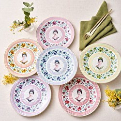 Resim Frida Kahlo 6 Parça Porselen Pasta Seti 19 Cm 