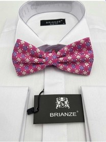 Resim Brianze Mavi Beyaz Kareli Desen Pembe Papyon Mavi - Pembe 