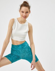 Resim Bisiklet Şortu Desenli Biker Tayt 